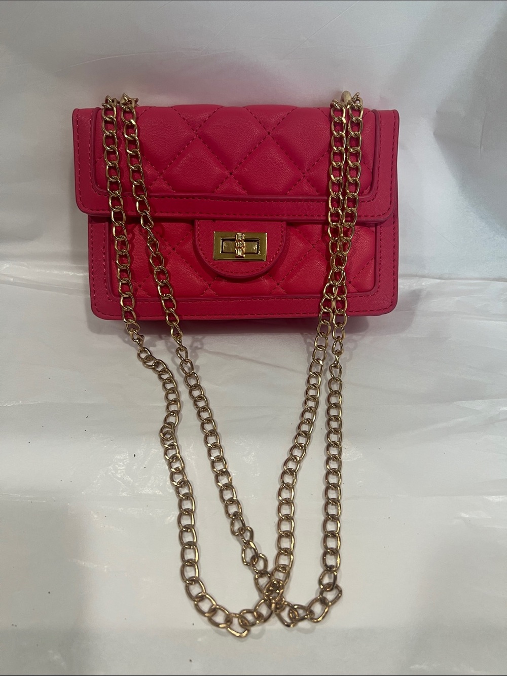 Quilted Pink Chain Shoulder Bag
